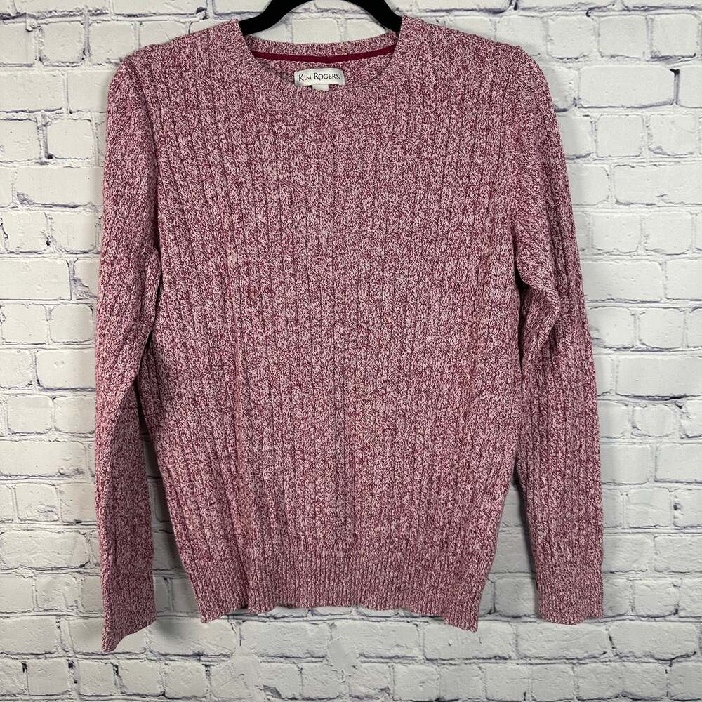Kim Rogers Women's Pink Heathered Crew Neck Sweater - Picture 1 of 5